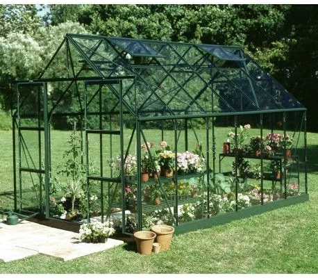 Serre de jardin HALLS Magnum verte 9,90 m2 + verre horticole 3 mm - aluminium vert / verre horticole 3 mm