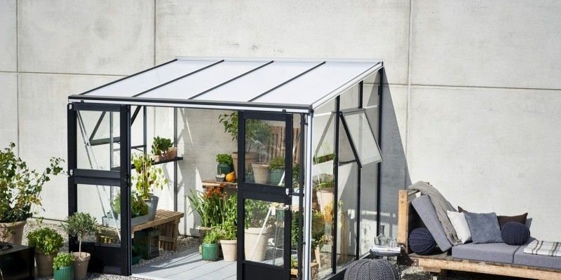 Serre de jardin JULIANA Veranda 6.6 m² + verre trempé - aluminium / verre trempé 3 mm
