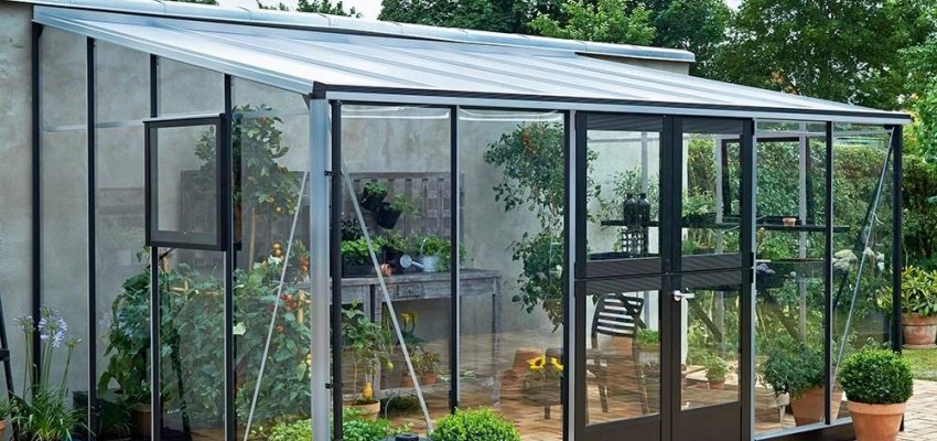 Serre de jardin JULIANA Veranda 12.9 m² + verre trempé - aluminium / verre trempé 3 mm