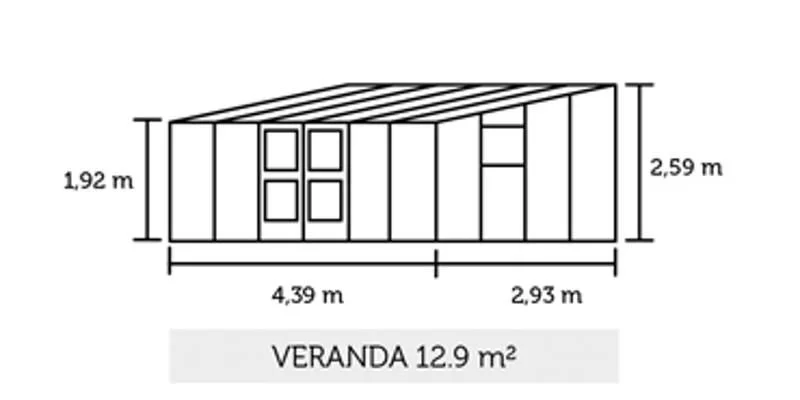 Serre de jardin JULIANA Veranda 12.9 m² + verre trempé - aluminium / verre trempé 3 mm