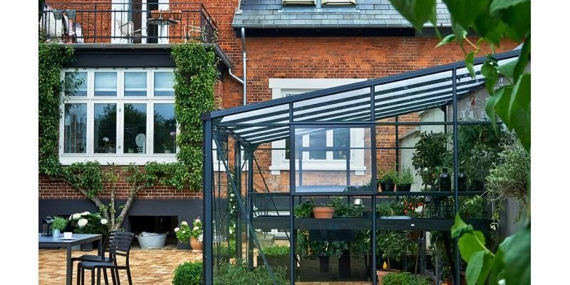 Serre de jardin JULIANA Veranda 12.9 m² anthracite + verre trempé - aluminium anthracite /verre trempé 3 mm