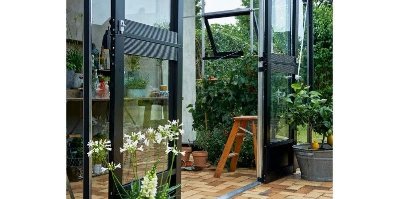 Serre de jardin JULIANA Veranda 12.9 m² anthracite + verre trempé - aluminium anthracite /verre trempé 3 mm