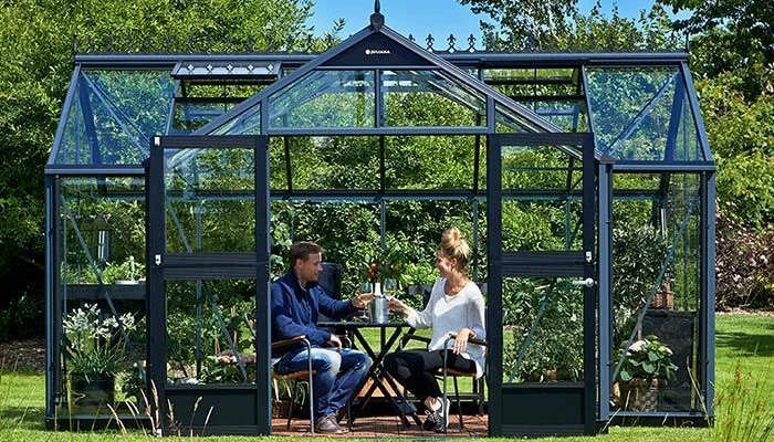 Serre de jardin JULIANA Orangery 15.2 m² anthracite + verre trempé - aluminium anthracite / verre trempé 3 mm