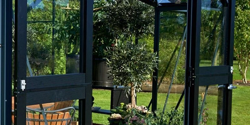 Serre de jardin JULIANA Orangery 15.2 m² anthracite + verre trempé - aluminium anthracite / verre trempé 3 mm