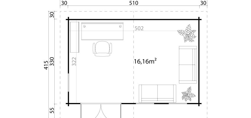 Abri de jardin Baruda / 16.16 m2 / 40 mm / + plancher bois - Cuisine d'été / Espace Wellness / Pool House / Espace de Rangement
