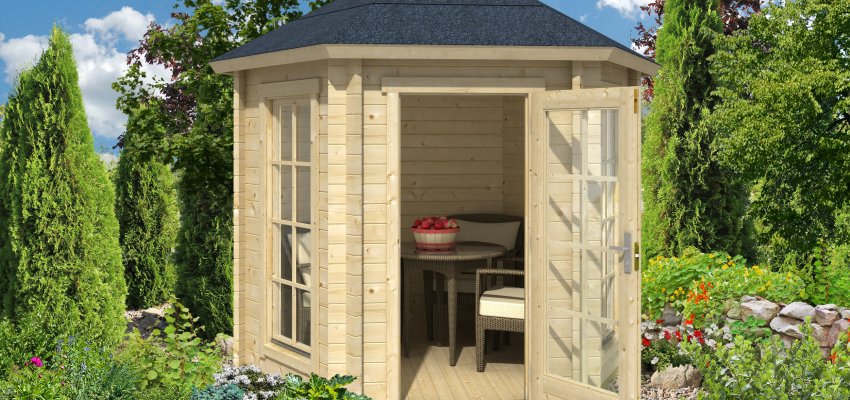 Pavillon de jardin Inverness / 4.73 m2 / 44 mm + plancher bois