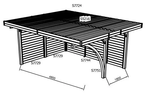 CARPORT BOIS (5m x 6m) - Carport 2 PLACES