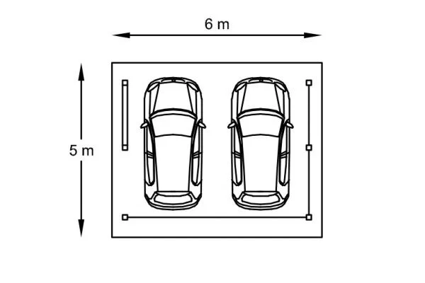 CARPORT BOIS (5m x 6m) - Carport 2 PLACES