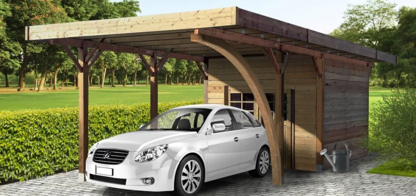 CARPORT BOIS + ABRI (4m x 7m) - Carport 1 PLACE