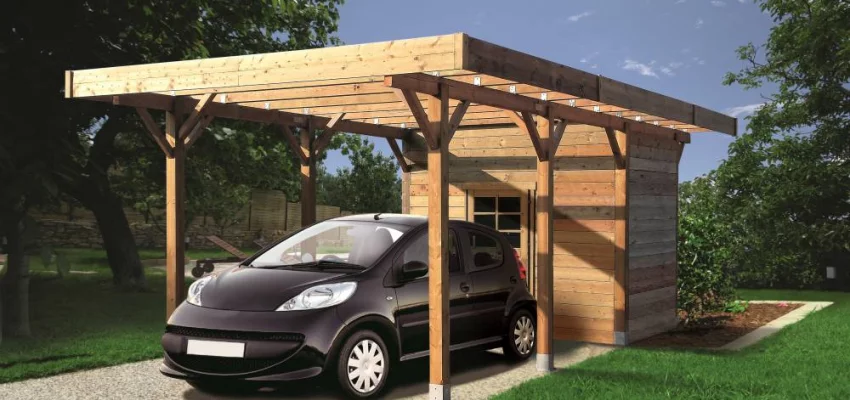 CARPORT BOIS + ABRI (3m x 7m) - Carport 1 PLACE