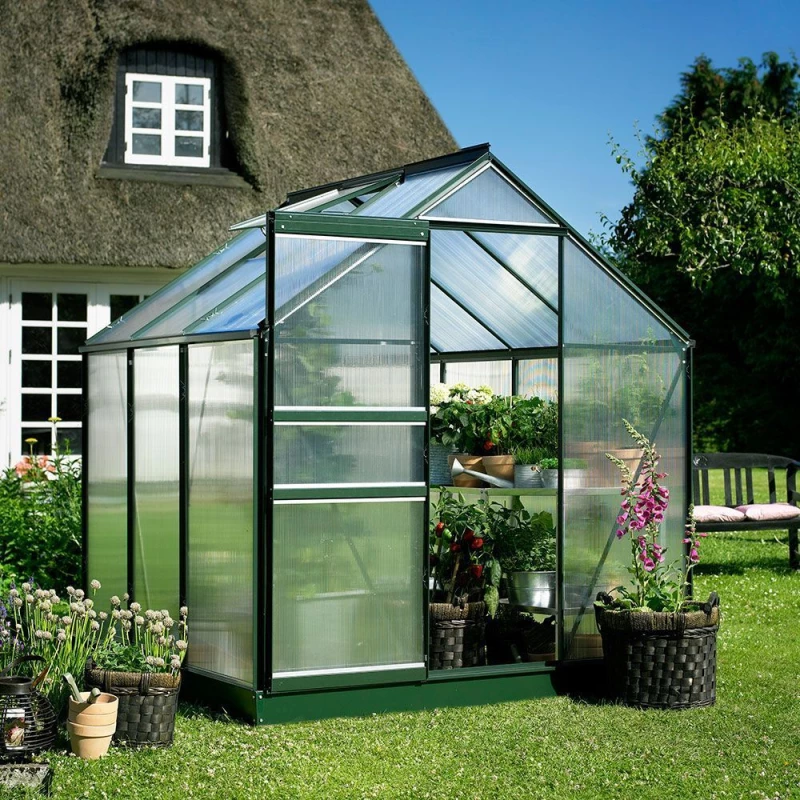 Serre de jardin HALLS Popular 3,80 m2 verte + polycarbonate 4 mm -  aluminium vert / polycarbonate 4 mm