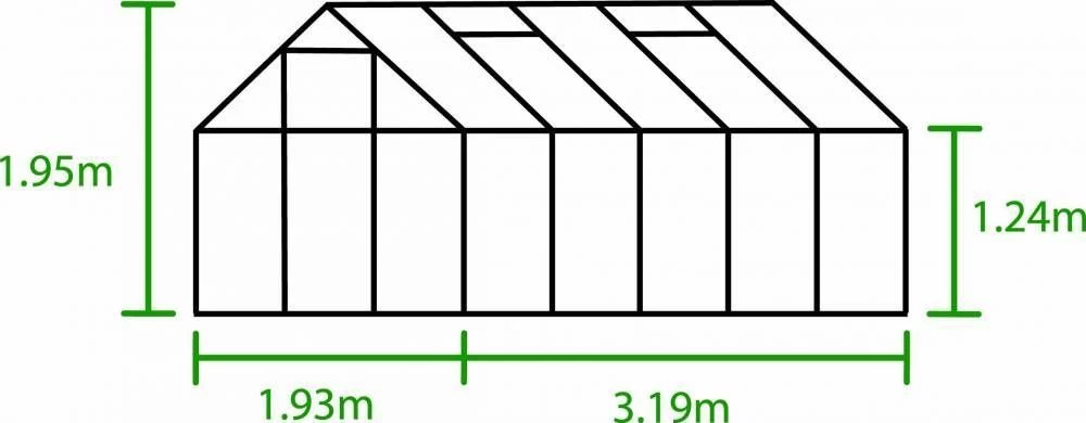 Serre de jardin HALLS Popular 3,80 m2 verte + polycarbonate 4 mm -  aluminium vert / polycarbonate 4 mm