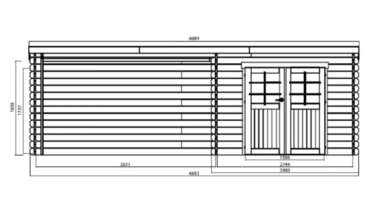 Abri de jardin Rohan 19,82m² en bois massif 28mm avec terrasse couverte -  SOLID