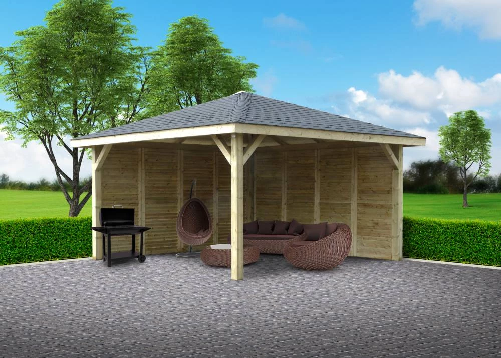 PAVILLON TONELLE BOIS semi-fermé 12 m² - KIOSK EN BOIS ( 347 cm x