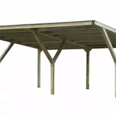 CARPORT BOIS DOUBLE Y toit en Acier / 2 places - Carport 2 places / carport double Y 612 / surface couvrante 35 m2