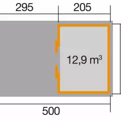 Abri de jardin 225 T1 avec extension A / 14.9 m2 / 21 mm / + Plancher - Abri de jardin porte coulissante + extension A / 14.9 m2 / 21 mm / + Plancher