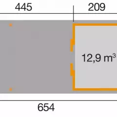 Abri de jardin 225 T1 avec extension B / 19.5 m2 / 21 mm / + Plancher - Abri de jardin porte coulissante avec extension 17.5 m2