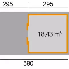 Abri de jardin 225 T2 avec extension A / 17.5 m2 / 21 mm / + Plancher - Abri de jardin porte coulissante avec extension 17.5 m2