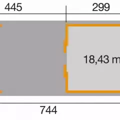 Abri de jardin 225 T2 avec extension B / 19.5 m2 / 21 mm / + Plancher - Abri de jardin porte coulissante avec extension B 19.5 m2