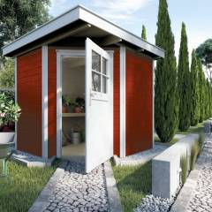Abri de jardin 229 T1 Rouge / 4.2 m2 /19 mm / + Plancher - Abri de jardin d'angle Quinta Rouge 4.2 m2