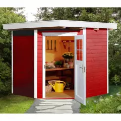 Abri de jardin 229 T1 Rouge / 4.2 m2 /19 mm / + Plancher - Abri de jardin d'angle Quinta Rouge 4.2 m2