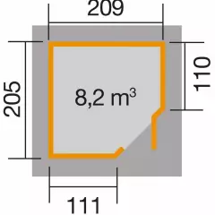 Abri de jardin 229 T1 Rouge / 4.2 m2 /19 mm / + Plancher - Abri de jardin d'angle Quinta Rouge 4.2 m2