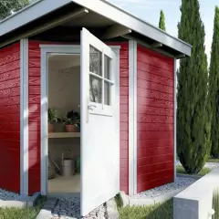 Abri de jardin 229 T1 Rouge / 4.2 m2 /19 mm / + Plancher - Abri de jardin d'angle Quinta Rouge 4.2 m2