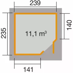 Abri de jardin 229 T2 / 5.6 m2 /19 mm / + Plancher - Abri de jardin d'angle Quinta  5.6 m2