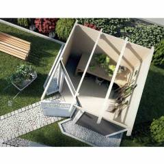 Abri de jardin 229 T2 Gris / 5.6 m2 /19 mm / + Plancher - Abri de jardin d'angle Quinta Gris 5.6 m2