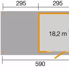 Abri de jardin 172 Panorama T2 avec extension / 17.6 m2 / 21 mm / + Plancher - Abri de jardin Panorama T2 avec extension 17.6 m2