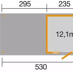 Abri de jardin 172 Panorama T1 avec extension / 12.6 m2 / 21 mm / + Plancher - Abri de jardin Panorama T2 avec extension 12.6 m2