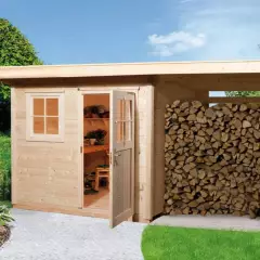 Abri de jardin 170 T1 avec extension / 8 m2 / 28 mm / + Plancher - Abri de jardin 170 T1 + extension / 8 m2