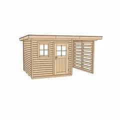 Abri de jardin 170 T1 avec extension / 8 m2 / 28 mm / + Plancher - Abri de jardin 170 T1 + extension / 8 m2