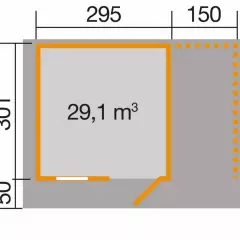 Abri de jardin 170 T3 avec extension /13.30 m2 / 28 mm / + Plancher - Abri de jardin 170 T3 + extension / 13.30 m2