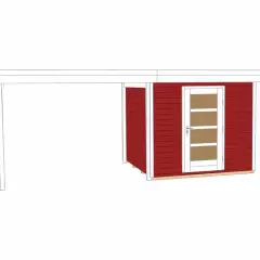 Abri de jardin 172 Design T2 Rouge / extension B / 16 m2 / 28 mm / + Plancher - Abri de jardin Design T2 Rouge avec extension 16 m2