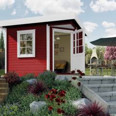 Abri de jardin Design 213 T2 Rouge / 8.90 m2 / 28 mm / + Plancher - Abri de jardin Design Fides  Rouge / 8.90 m