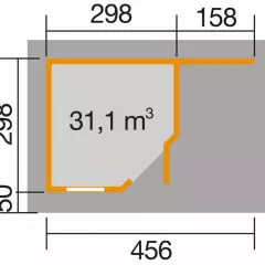 Abri de jardin Design 213 T1 Gris / extension A / 9.40 m2 / 28 mm / + Plancher - Abri de jardin Design Fides 1 Gris / avec extension A / 9.40 m2