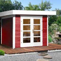 Abri de jardin Design 126 T2 Rouge / 7 m2 / 28 mm / + Plancher - Abri de jardin Chill-Out 2 Rouge / 7 m2