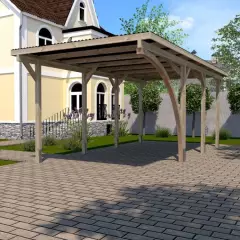 CARPORT BOIS SIMPLE avec 1 Arc 18 m 2 / 1 place / 606 A T2 - Carport 606 A T2 / 1 place / surface couvrante 18 m2