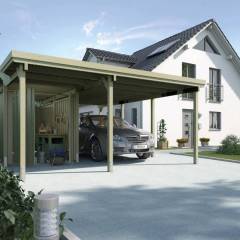 CARPORT BOIS SIMPLE 30 m2 + remise à outils / 1 place / 607 T2 - Carport 607 T2 / 1 place / surface couvrante 30 m2