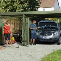 CARPORT BOIS SIMPLE 30 m2 + remise à outils / 1 place / 607 T3 - Carport 607 T3 / 1 place / surface couvrante 30 m2