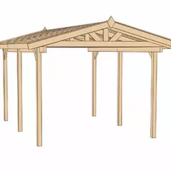 CARPORT BOIS SIMPLE 17 m2 toit double pente / 1 place / 611 - Carport 611 / 1 place / surface couvrante 17 m2