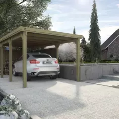 CARPORT BOIS SIMPLE 19.70 m2 toit Acier galvanisé / 1 place / 617 T2 - Carport 617 T2 / 1 place / surface couvrante 19.70 m2