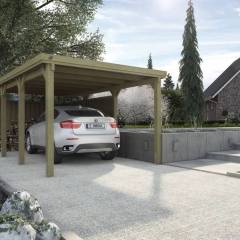 CARPORT BOIS SIMPLE 19.70 m2 toit sans couverture / 1 place / 617 T2 - Carport 617 T2 / 1 place / surface couvrante 19.70 m2