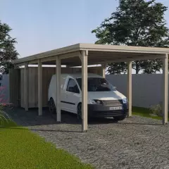 CARPORT BOIS SIMPLE 25 m2 toit sans couverture / 1 place / 617 T3 - Carport 617 T3 / 1 place / surface couvrante 25 m2