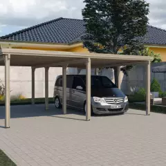 CARPORT BOIS DOUBLE 37 m2 toit Acier galvanisé - Carport Optima Duo Taille 2 Toit ACIER GALVANISE / 2 places / surface couvrante 37 m2