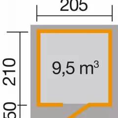 Abri de jardin 172 Weka-Line T1 / 4.30 m2 / 28 mm / + Plancher - Abri de jardin Weka line T1 / 4.30 m2