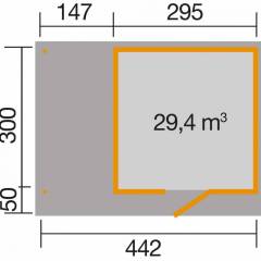 Abri de jardin 172 Weka-Line T3 Anthracite / extension A / 13.30 m2 / 28 mm / + Plancher - Abri de jardin Weka line T3 anthracite / 13.30 m2 + extension A