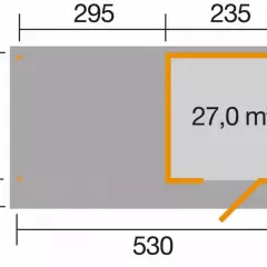 Abri de jardin 172 Weka-Line T2 / extension B / 12.70 m2 / 28 mm / + Plancher - Abri de jardin Weka line T2 / 12.70 m2 + extension B