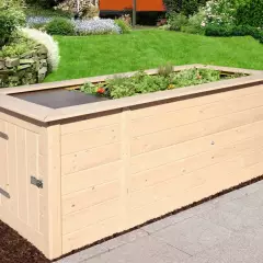 JARDINIERE Bois surélévé + rangement / 2.05 de long / 21 mm - Bac/jardinière bois qualité PRO + rangement 2.05 m de long